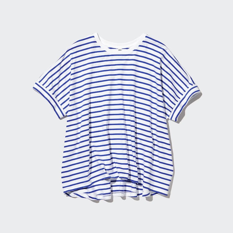 Uniqlo Bavlnene Pruhované French Sleeved Tricko Damske Biele Modre | PFDJVZ-135