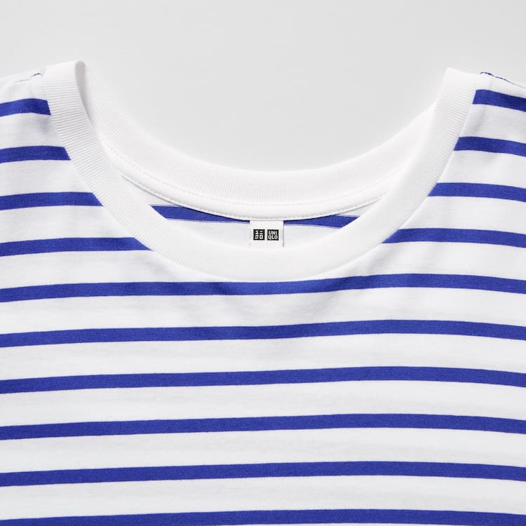 Uniqlo Bavlnene Pruhované French Sleeved Tricko Damske Biele Modre | PFDJVZ-135