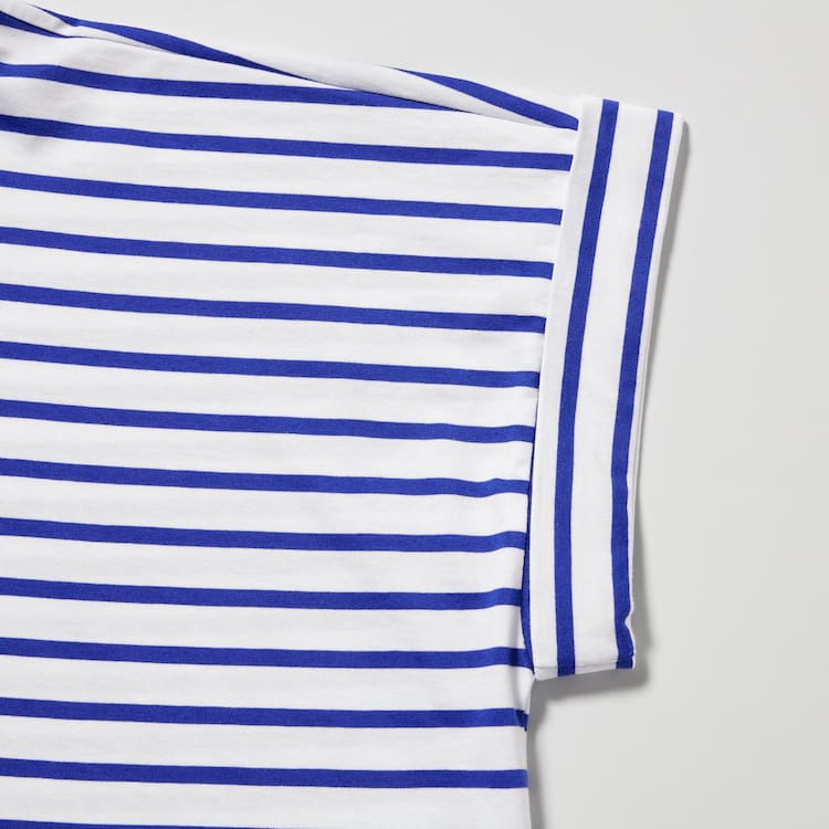 Uniqlo Bavlnene Pruhované French Sleeved Tricko Damske Biele Modre | PFDJVZ-135