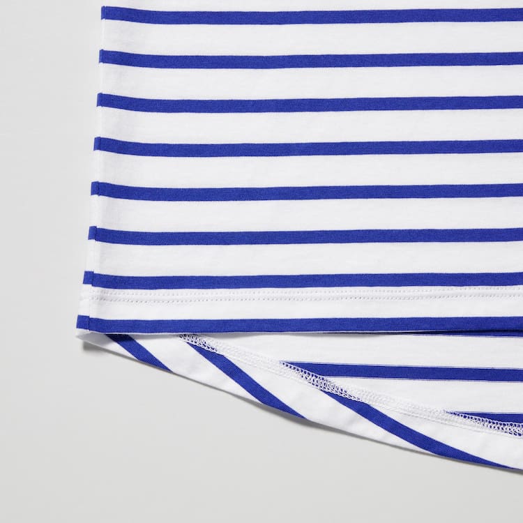 Uniqlo Bavlnene Pruhované French Sleeved Tricko Damske Biele Modre | PFDJVZ-135