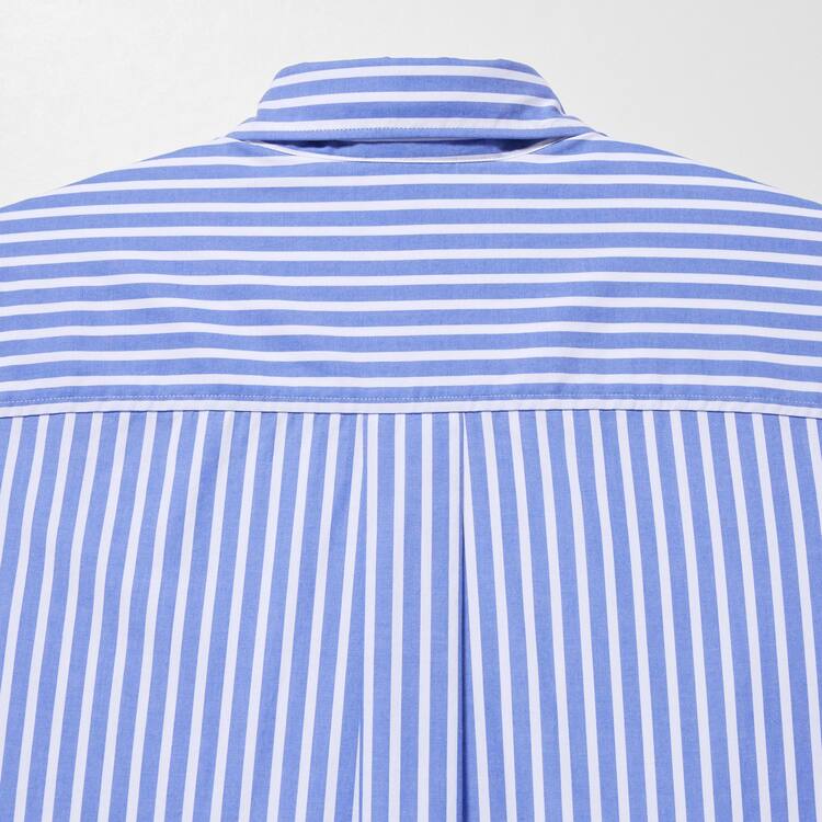 Uniqlo Bavlnene Pruhované Long Sleeved Kosele Damske Modre Biele | HBWTQK-730