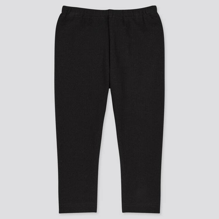 Uniqlo Bavlnene Rebrovaný (2021 Season) Leginy Pre Babatka Čierne | OFHVYP-098