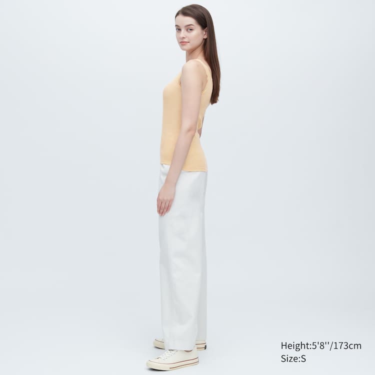 Uniqlo Bavlnene Rebrovaný Cipkovane Bez Rukavov Vesty Damske Žlté | JDGHVM-476