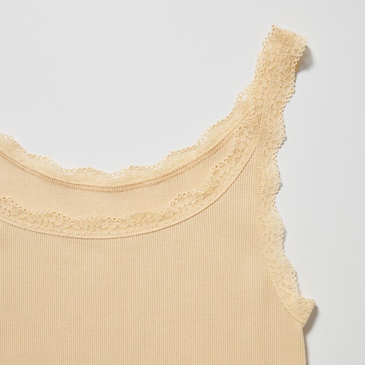 Uniqlo Bavlnene Rebrovaný Cipkovane Bez Rukavov Vesty Damske Žlté | JDGHVM-476