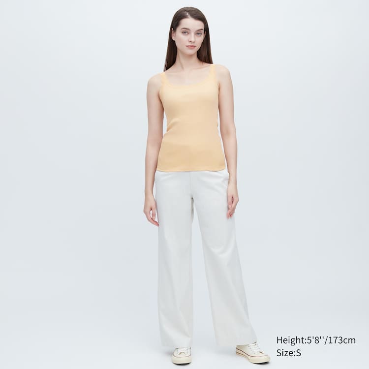 Uniqlo Bavlnene Rebrovaný Cipkovane Bez Rukavov Vesty Damske Žlté | JDGHVM-476