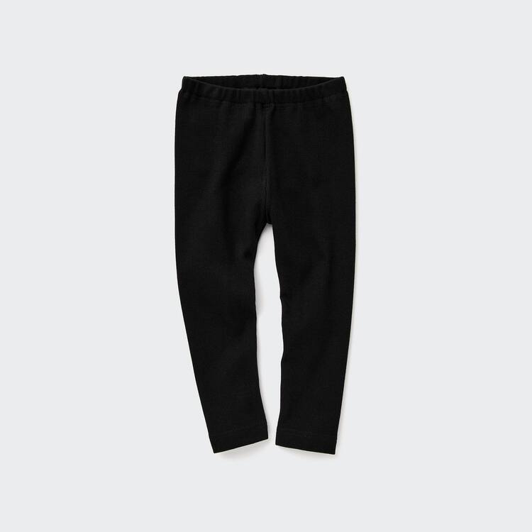 Uniqlo Bavlnene Rebrovaný Leginy Pre Babatka Čierne | BLFNDY-863