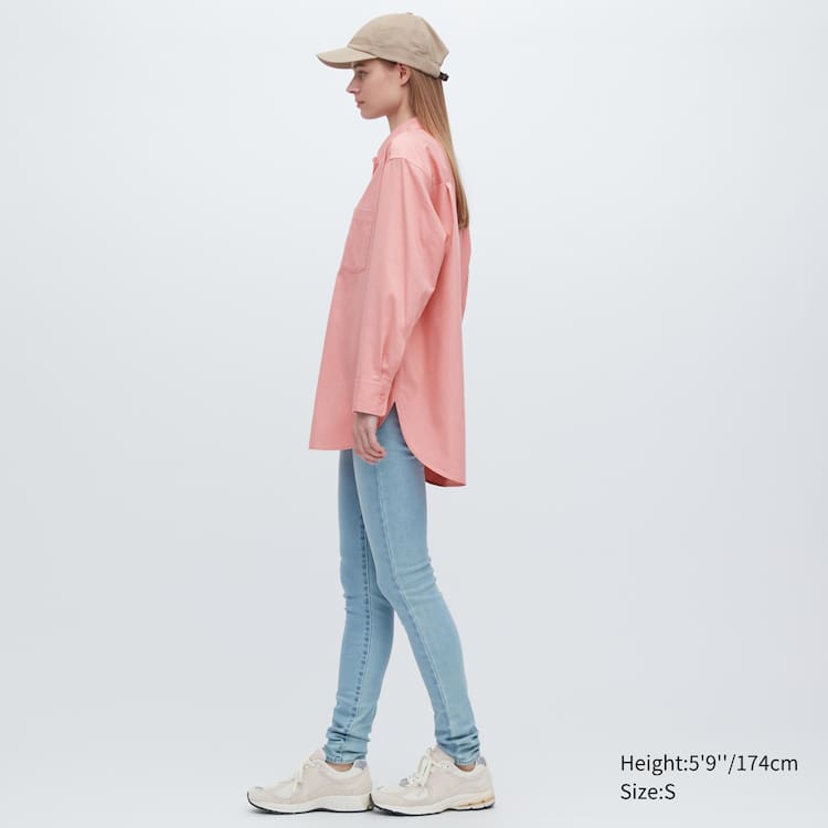 Uniqlo Bavlnene Twill Oversized Long Sleeved Kosele Damske Ruzove | LAEZIW-178