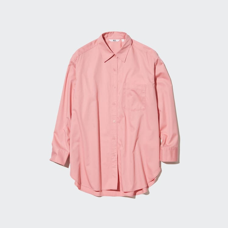 Uniqlo Bavlnene Twill Oversized Long Sleeved Kosele Damske Ruzove | LAEZIW-178