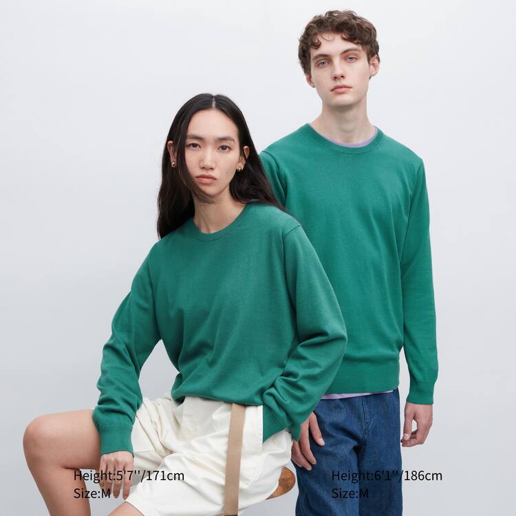 Uniqlo Bavlnene Washable Crew Neck Jumpers Panske Zelene | WAYBPD-196
