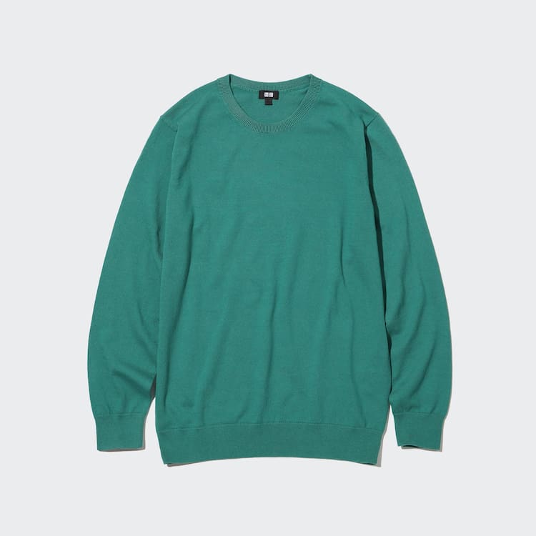 Uniqlo Bavlnene Washable Crew Neck Jumpers Panske Zelene | WAYBPD-196