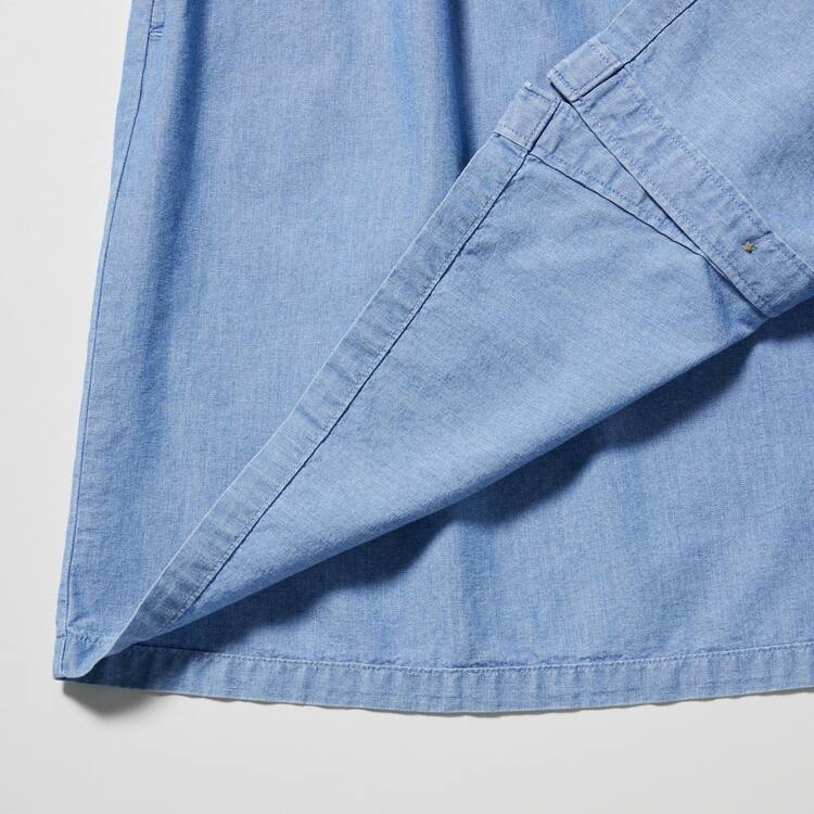 Uniqlo Chambray Gathered Kratke Sleeved Saty Detske Modre | TKWBON-973