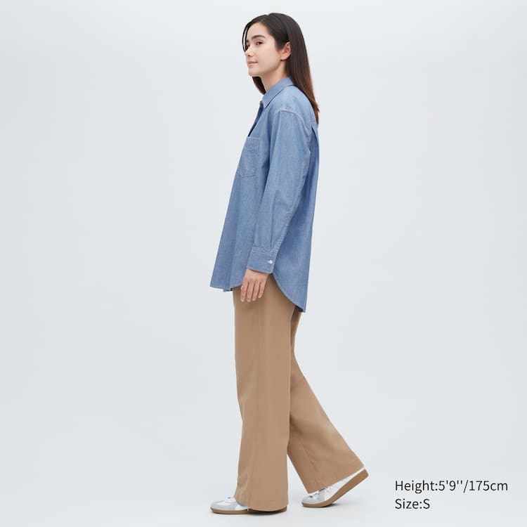 Uniqlo Chambray Oversized Long Sleeved Kosele Damske Modre | WTNRIG-439
