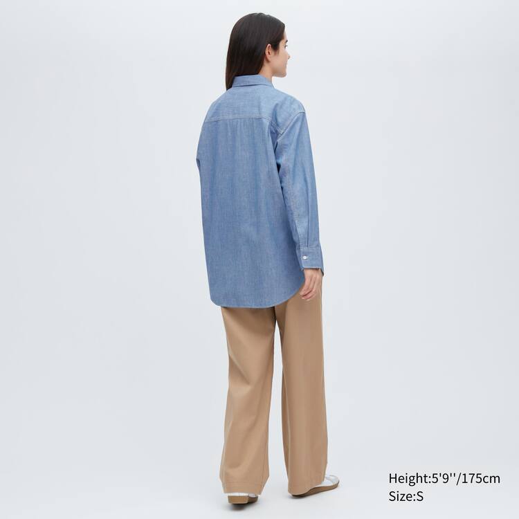 Uniqlo Chambray Oversized Long Sleeved Kosele Damske Modre | WTNRIG-439