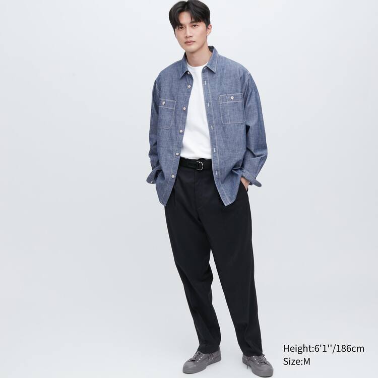Uniqlo Chambray Regular Fit Pracovná (Regular Collar) Kosele Panske Modre | WOKJTD-734