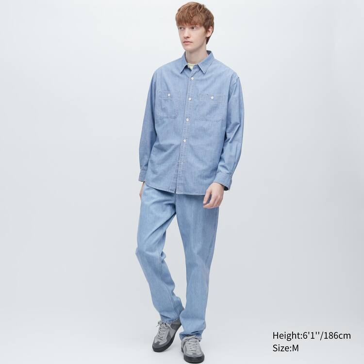 Uniqlo Chambray Regular Fit Pracovná (Regular Collar) Kosele Panske Modre | WOKJTD-734