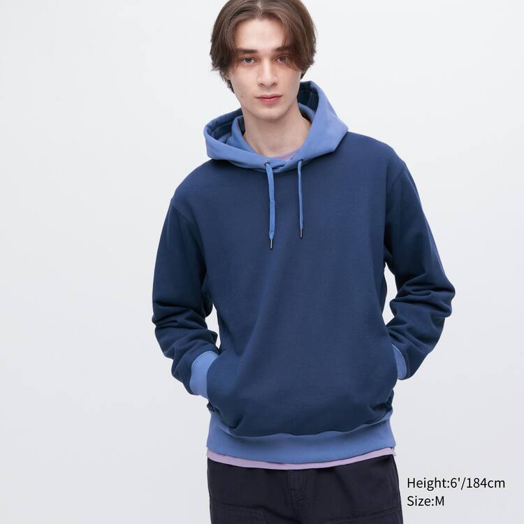 Uniqlo Colour Block Sweat Pullover Mikiny S Kapucňou Panske Modre | MVJSHK-351