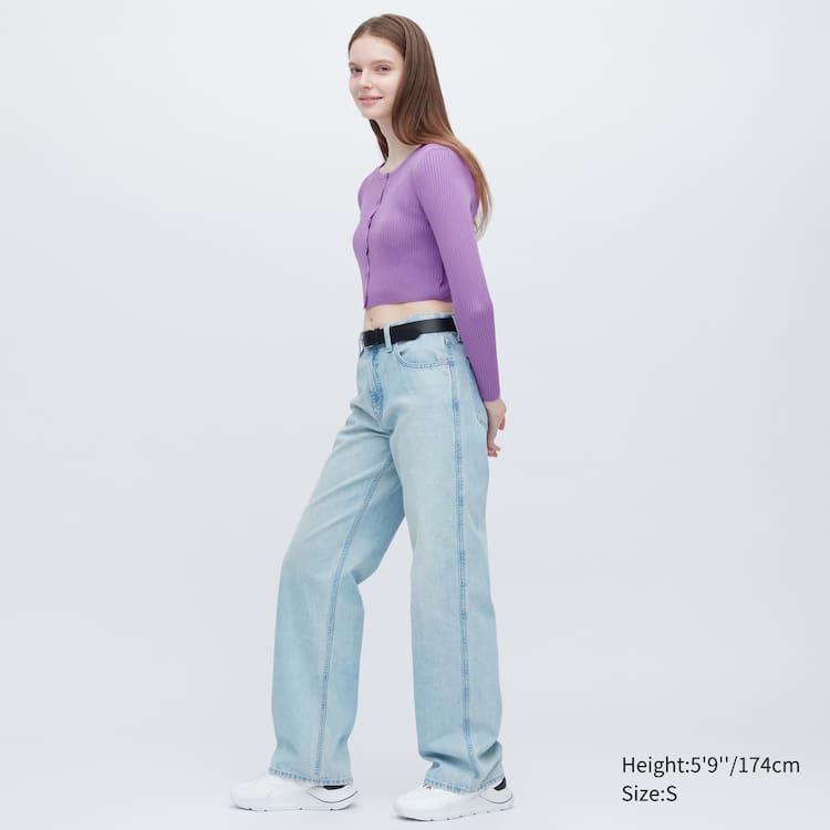 Uniqlo Cropped Crew Neck Kardigán Damske Nachový | XFMSNA-915