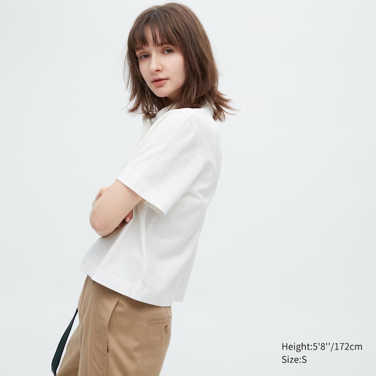 Uniqlo Cropped Relaxed Fit Kratke Sleeved Kosele Damske Biele | TYZWMV-319