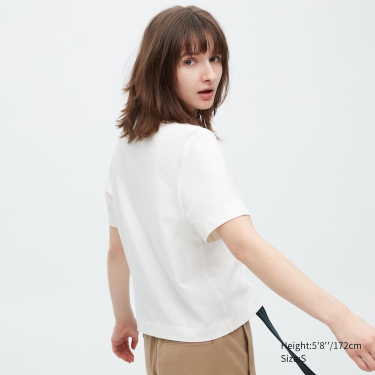 Uniqlo Cropped Relaxed Fit Kratke Sleeved Kosele Damske Biele | TYZWMV-319
