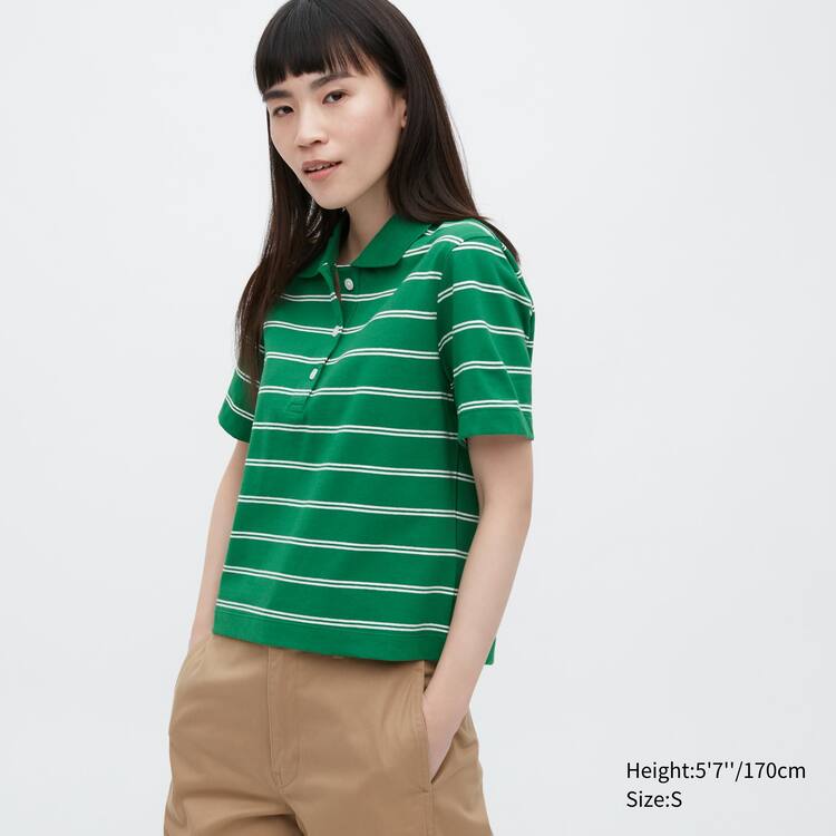 Uniqlo Cropped Relaxed Fit Pruhované Tricko Damske Zelene | HDBLJT-576