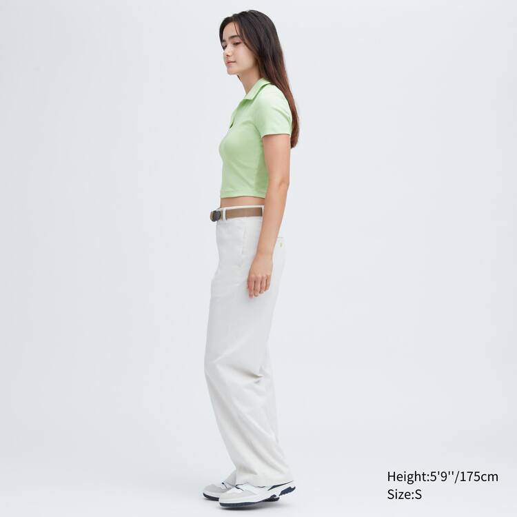 Uniqlo Cropped Skipper Collar Kratke Sleeved Tricko Damske Zelene | CMBOQS-597