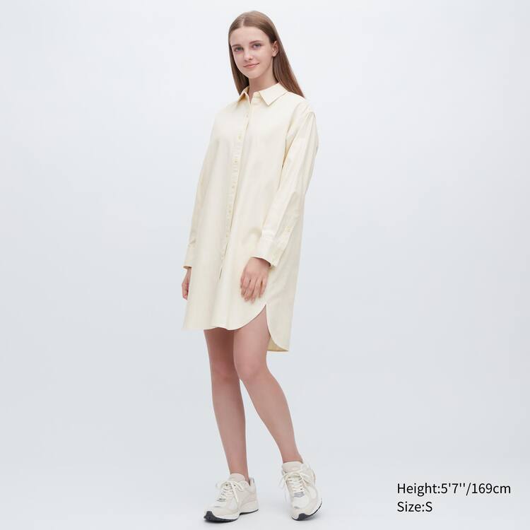 Uniqlo Denim Long Sleeved Saty Damske Biele | DCOTEJ-751