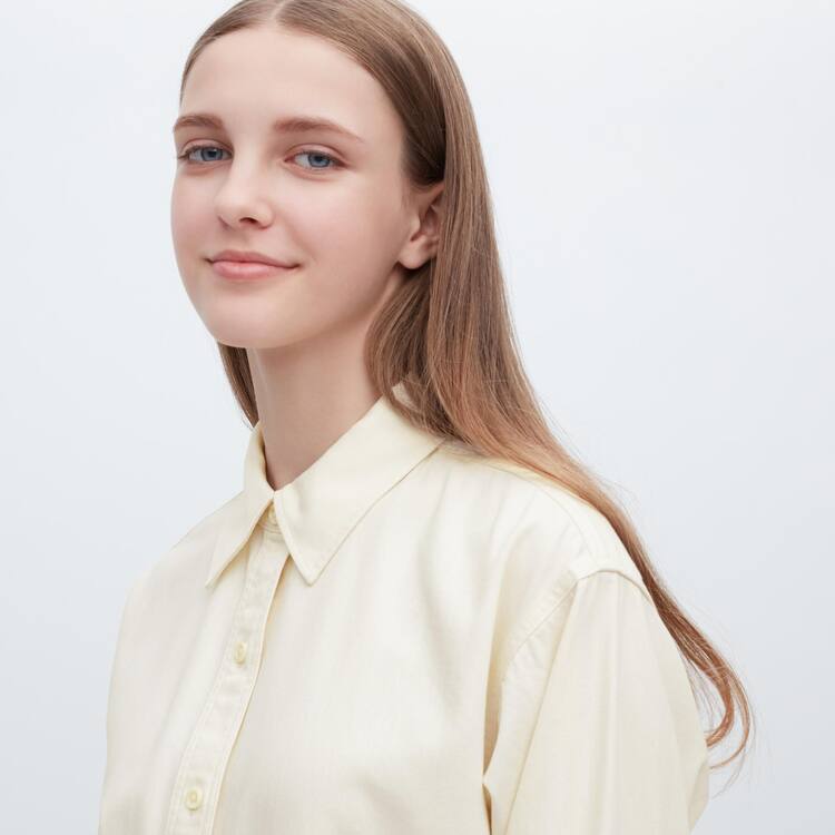 Uniqlo Denim Long Sleeved Saty Damske Biele | DCOTEJ-751