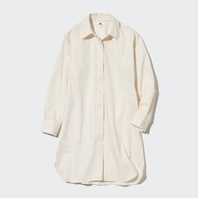 Uniqlo Denim Long Sleeved Saty Damske Biele | DCOTEJ-751