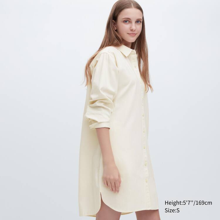 Uniqlo Denim Long Sleeved Saty Damske Biele | DCOTEJ-751