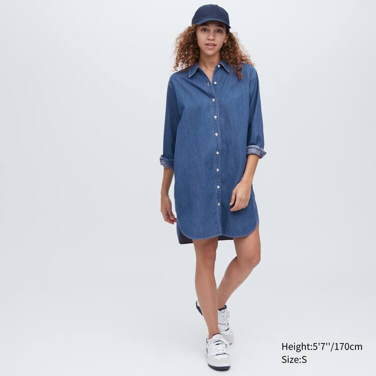Uniqlo Denim Long Sleeved Saty Damske Modre | VZERXS-374