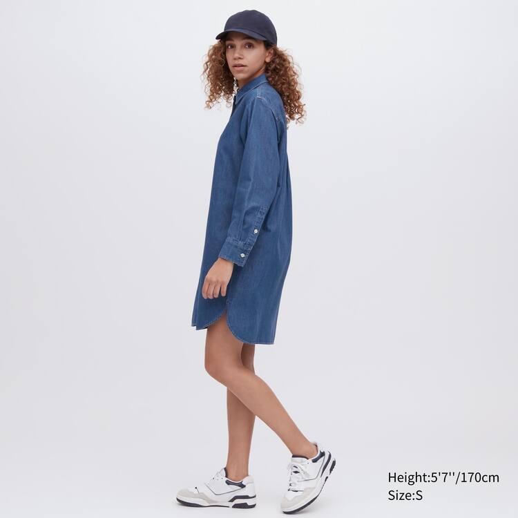 Uniqlo Denim Long Sleeved Saty Damske Modre | VZERXS-374