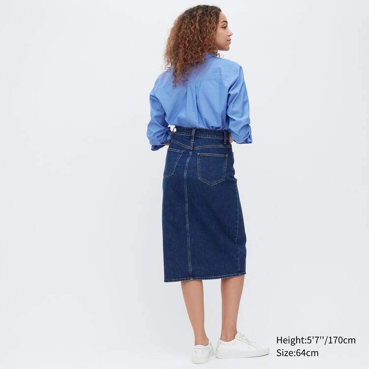 Uniqlo Denim Narrow Midi Sukne Damske Modre | CMSXZG-570
