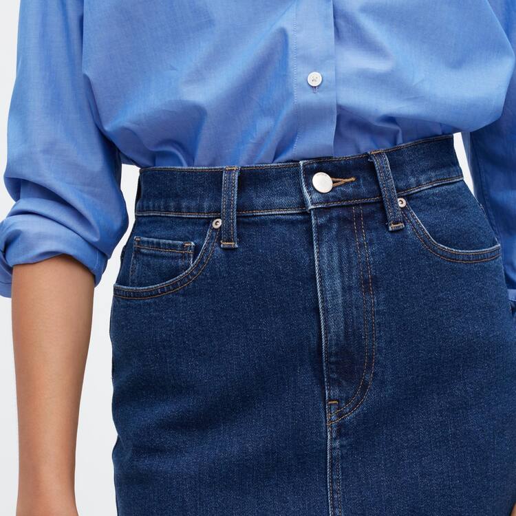Uniqlo Denim Narrow Midi Sukne Damske Modre | CMSXZG-570