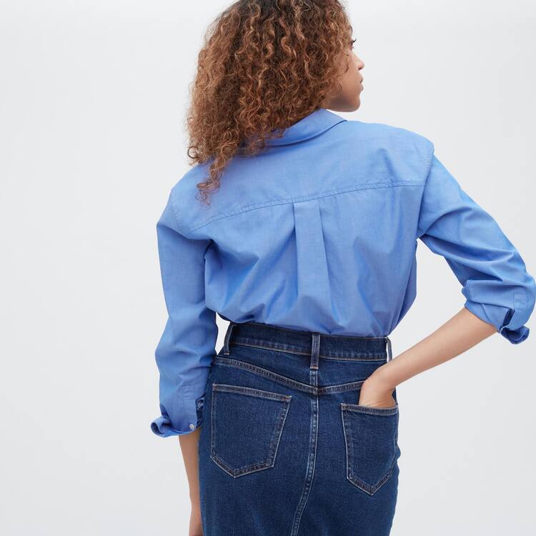 Uniqlo Denim Narrow Midi Sukne Damske Modre | CMSXZG-570