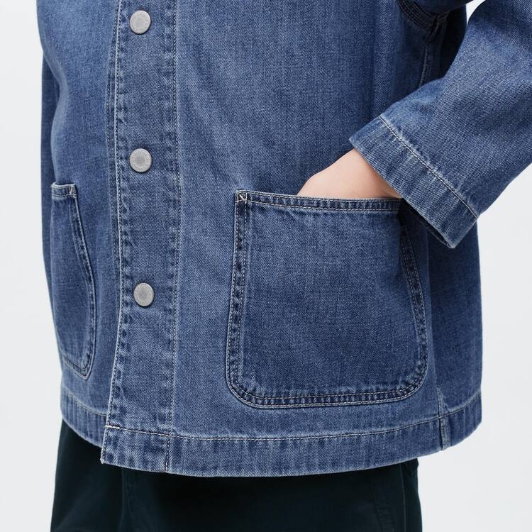 Uniqlo Denim Overshirt Bundy Detske Modre | QVDNJP-586