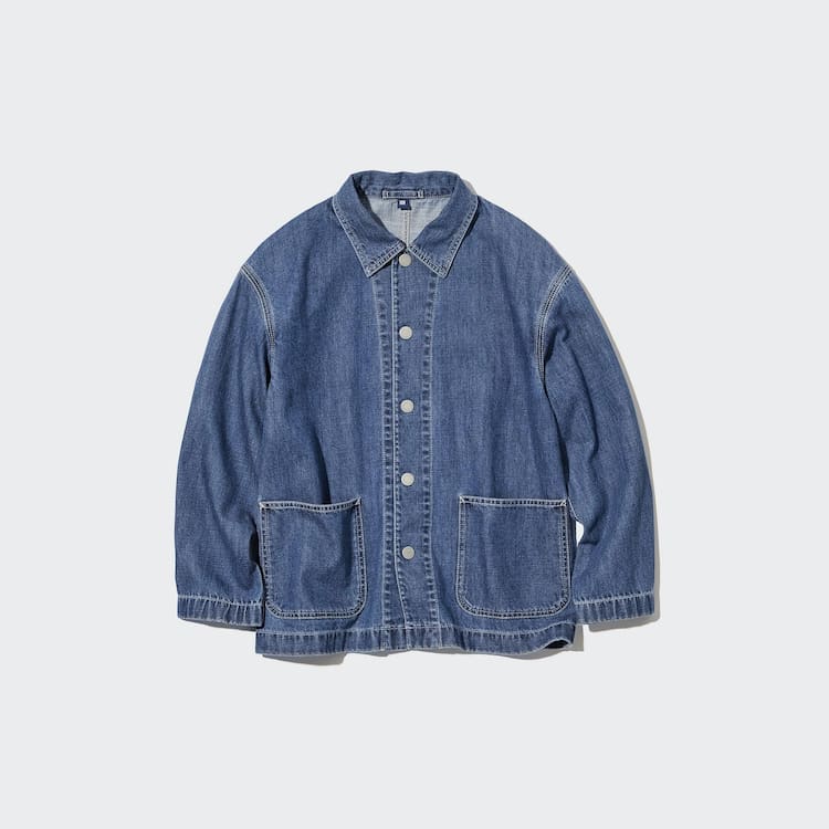 Uniqlo Denim Overshirt Bundy Detske Modre | QVDNJP-586