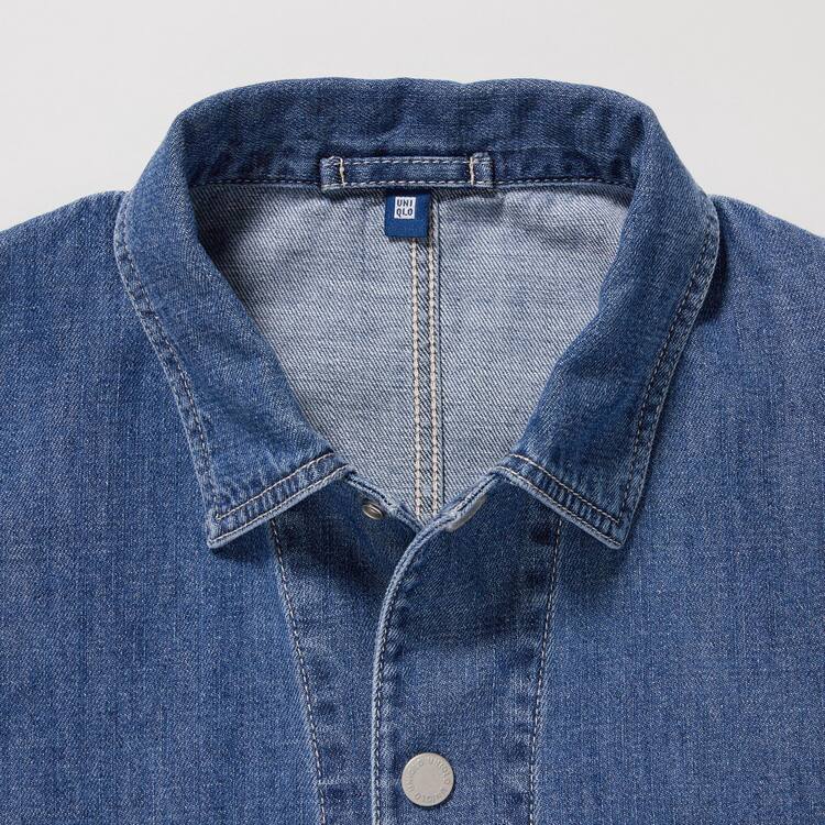 Uniqlo Denim Overshirt Bundy Detske Modre | QVDNJP-586