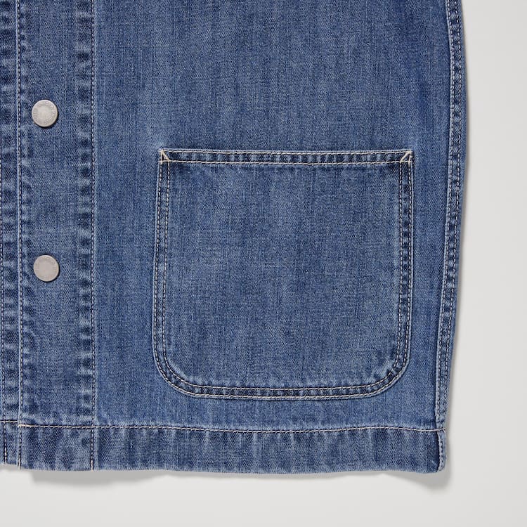 Uniqlo Denim Overshirt Bundy Detske Modre | QVDNJP-586