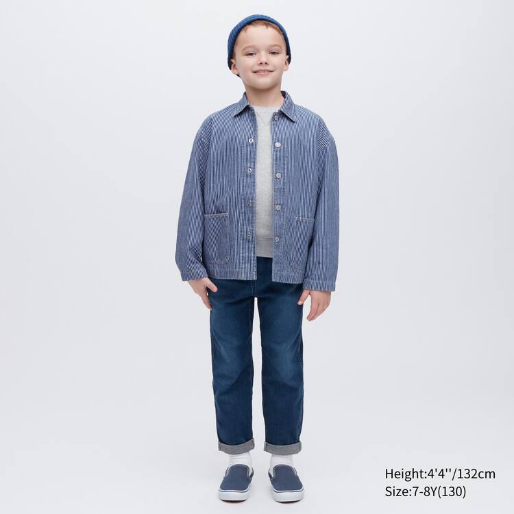 Uniqlo Denim Pruhované Overshirt Bundy Detske Modre | GYVMRX-361