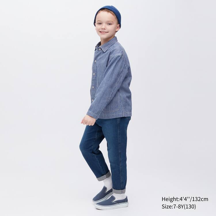Uniqlo Denim Pruhované Overshirt Bundy Detske Modre | GYVMRX-361
