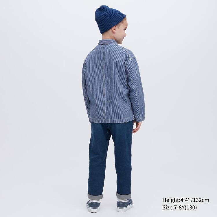 Uniqlo Denim Pruhované Overshirt Bundy Detske Modre | GYVMRX-361