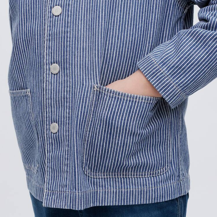 Uniqlo Denim Pruhované Overshirt Bundy Detske Modre | GYVMRX-361