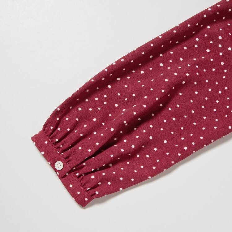 Uniqlo Dotted V Neck Long Sleeved Mini Saty Damske Červené | QRVGZH-182