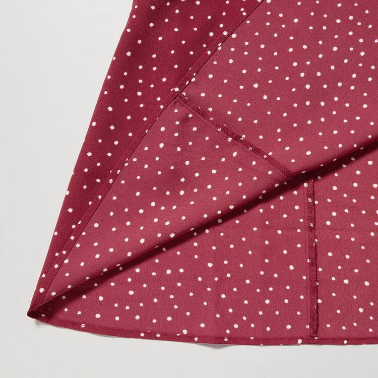 Uniqlo Dotted V Neck Long Sleeved Mini Saty Damske Červené | QRVGZH-182