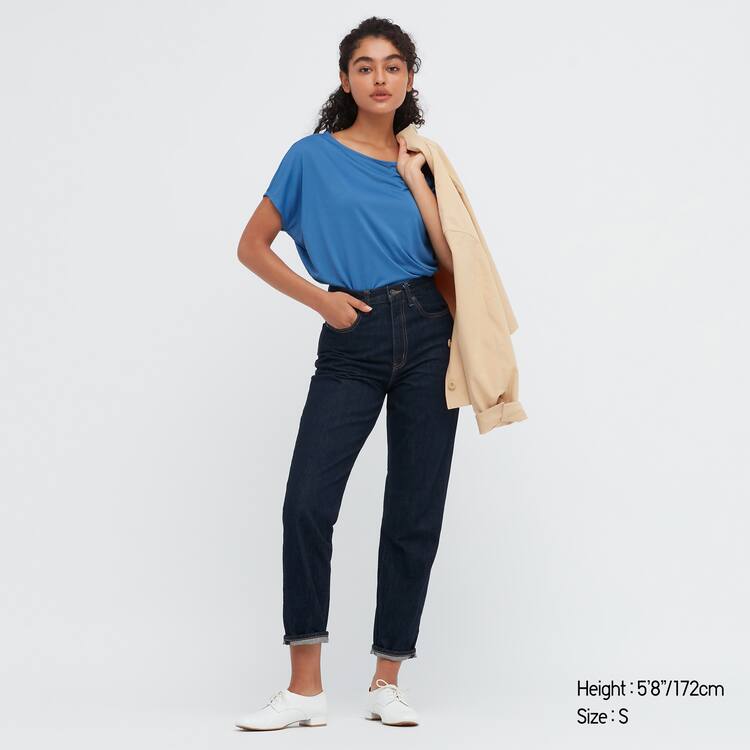 Uniqlo Drape Lodné Neck Tricko Damske Modre | EGXUVT-786