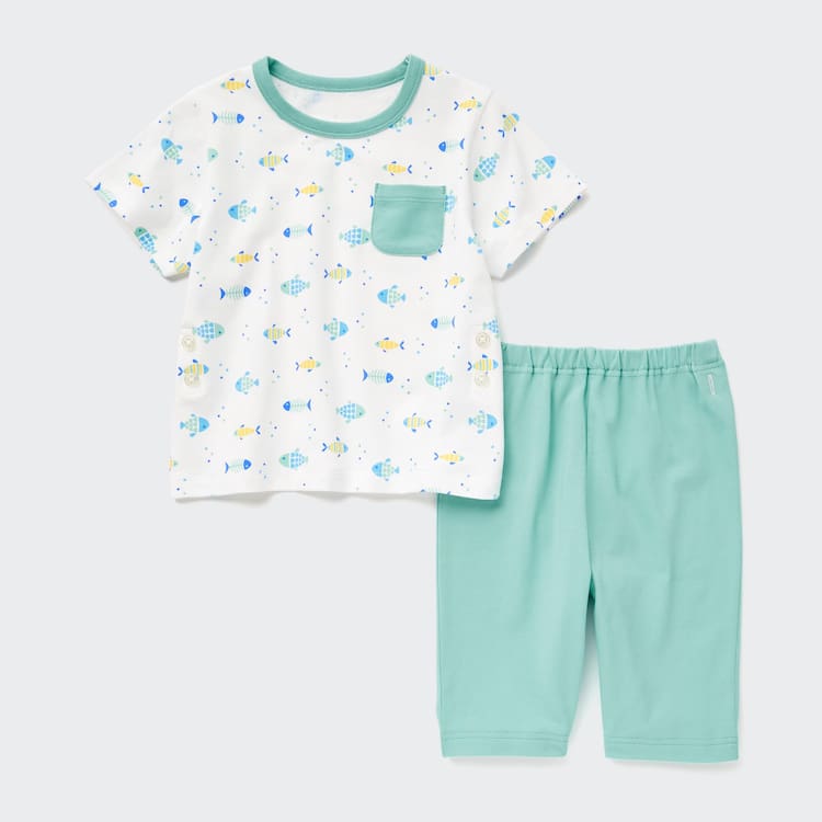 Uniqlo Dry Kratke Sleeved Loungewear Pre Babatka Zelene Biele | RTXOYS-587