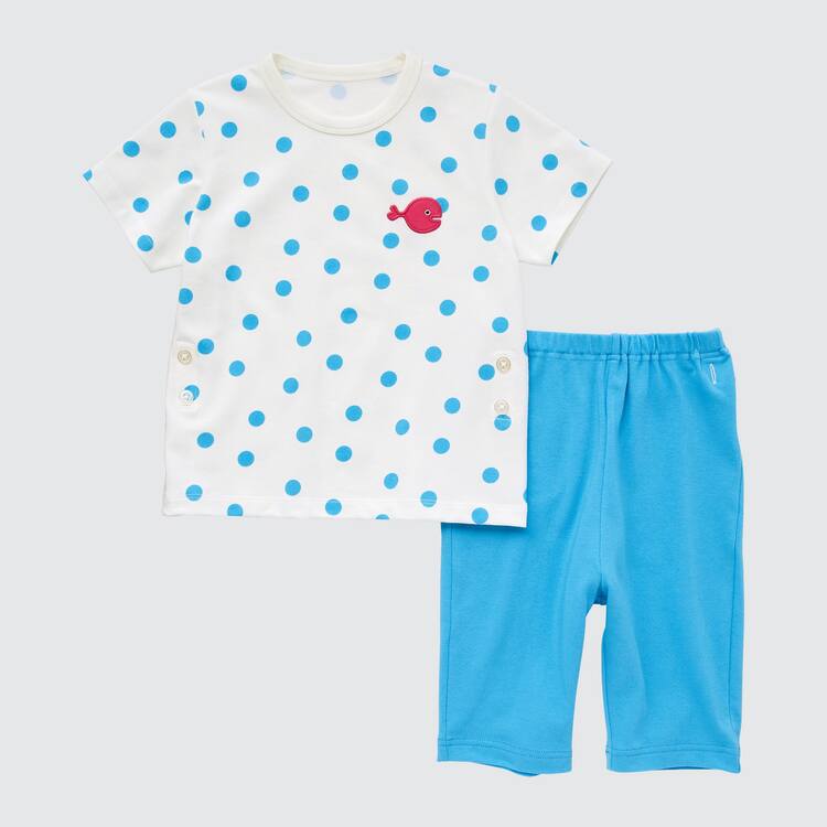 Uniqlo Dry Picturebook Ut Kratke Sleeved Loungewear Pre Babatka Modre Biele | UMBSTD-473