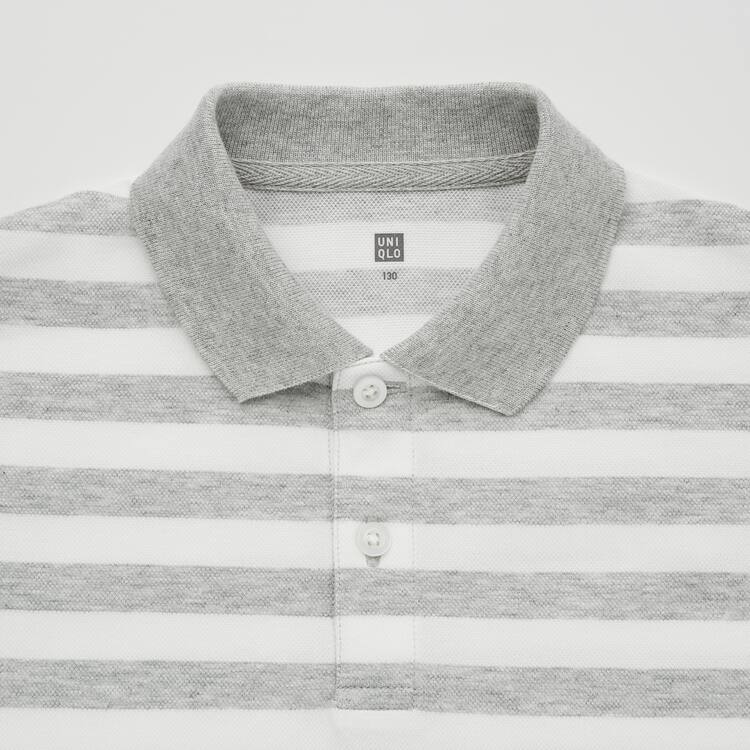 Uniqlo Dry Piqué Pruhované Polokosele Detske Siva | ZLWYFN-572