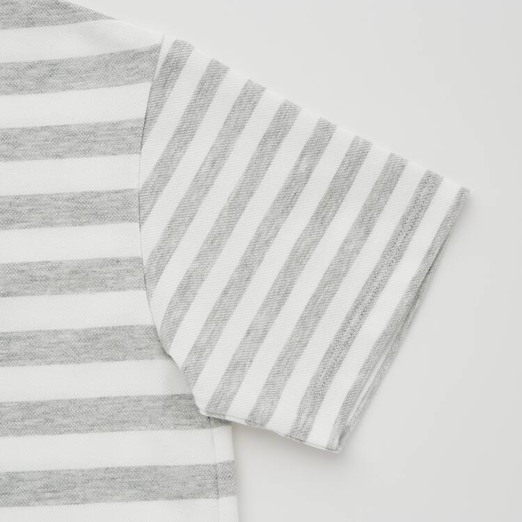 Uniqlo Dry Piqué Pruhované Polokosele Detske Siva | ZLWYFN-572