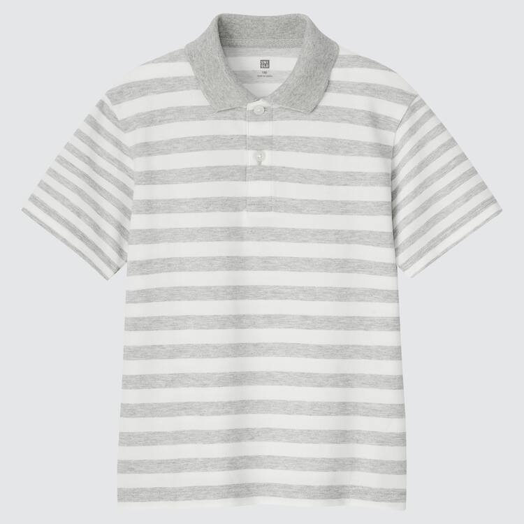 Uniqlo Dry Piqué Pruhované Polokosele Detske Siva | ZLWYFN-572